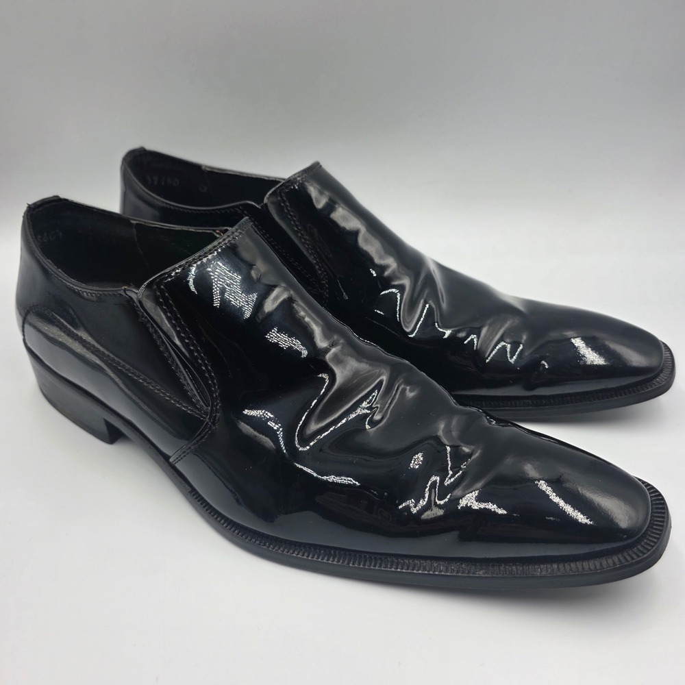 Santini Shoes Mens Black Patent Leather Slip On Loafers 4860 Size 29